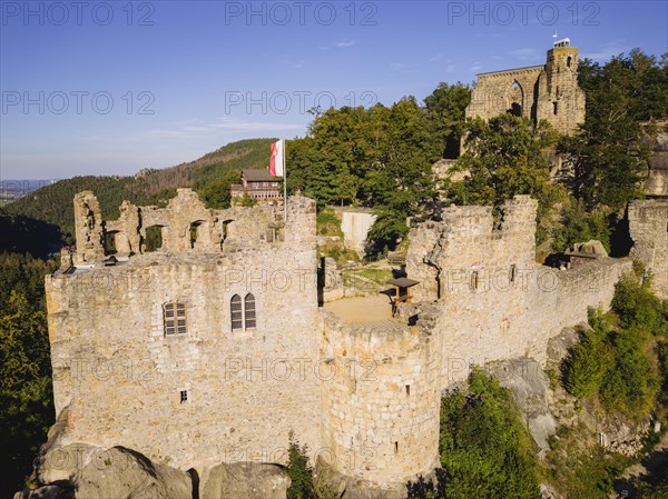 Oybin castle and monastery ruins in the Zittau Mountains, Oybin, Saxony, Germany, Europe