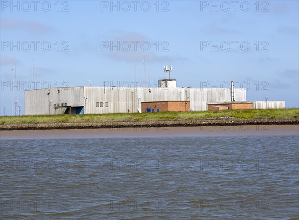 Lady Florence boat trip cruise River Ore, Orford Ness, Suffolk, England BBC World Service radio transmitter building