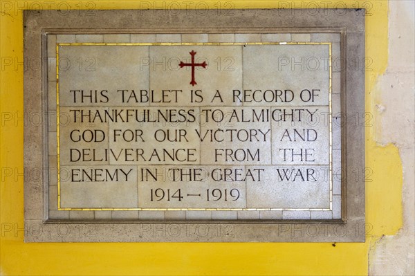 Village parish church Culpho, Suffolk, England, UK, First World War, thankful village memorial