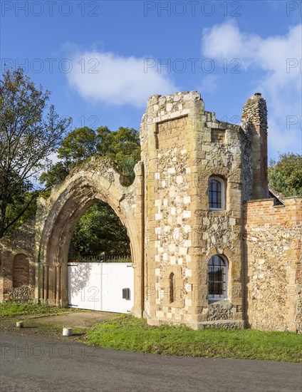 Ivy Lodge, Tunstall, Suffolk, England, UK mock Romanesque ruin built for Lord Rendlesham gatehouse to Rendlesham Hall