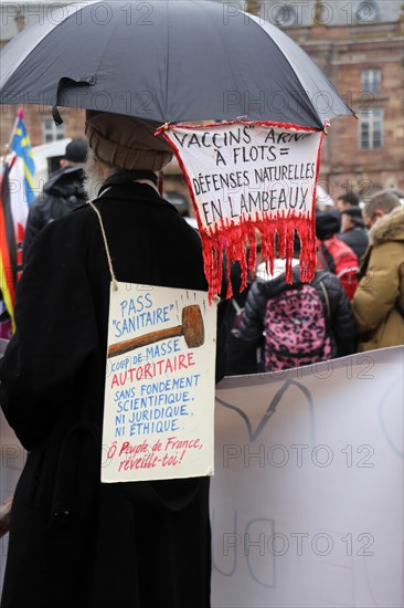 Strasbourg, France: Large demonstration for freedom against the corona measures and the vaccination pressure in France, Germany and other parts of Europe. The demonstration was organised by the peace initiative Europeansunited