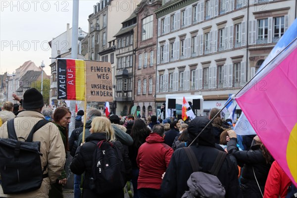 Strasbourg, France: Large demonstration for freedom against the corona measures and the vaccination pressure in France, Germany and other parts of Europe. The demonstration was organised by the peace initiative Europeansunited