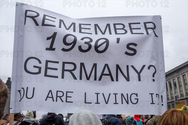 Brussels, 23 January: European demonstration for democracy, organised by the Europeans United initiative. The reason for the large demonstration is the encroachment on fundamental rights in Belgium, Germany, France and other states within the EU, Europe