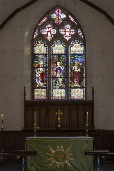 Stained glass window Saint Botolph church, North Cove, Suffolk, England, UK circa 1889