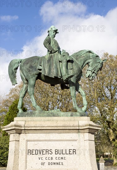 Equestrian bronze statue Redvers Buller (1839-1908) on horse, Exeter, Devon, England, UK by Adrian Jones