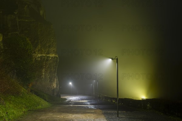 Winter atmosphere at the mountain fortress, Koenigstein, Saxony, Germany, Europe