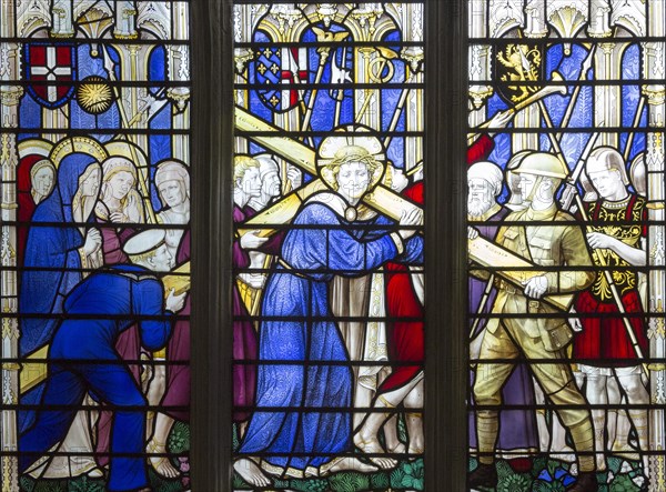 Church of Saint Mary of the Assumption, Ufford, Suffolk, England, UK stained glass First World war memorial window by Ninian Comper 1920