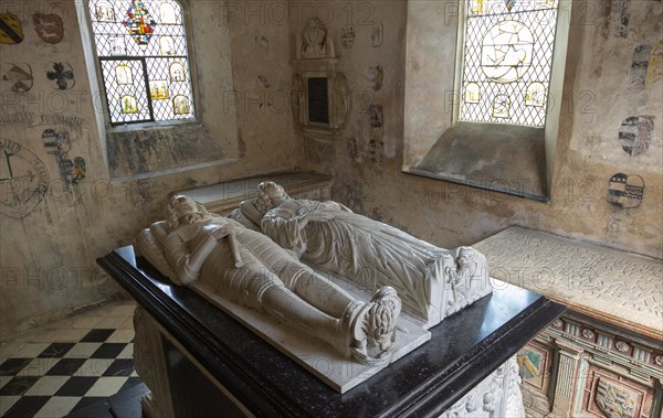 Farleigh Hungerford castle, Somerset, England, UK tombs of Sir Edward Hungerford d 1648 and Lady Margaret Hallyday