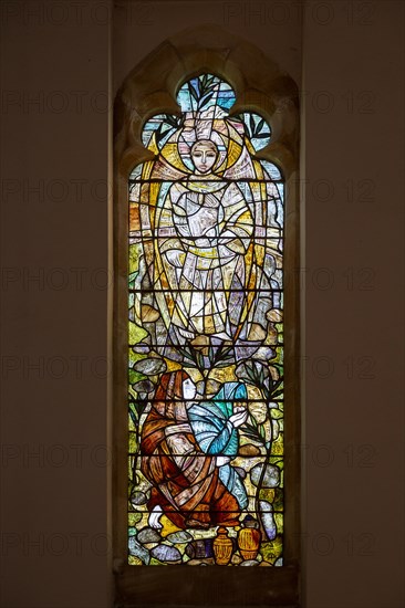 Stained glass window by Pippa Blackall of Saint Mary Magdalene and Saint Mary Salome, Bildeston church, Suffolk, England, UK