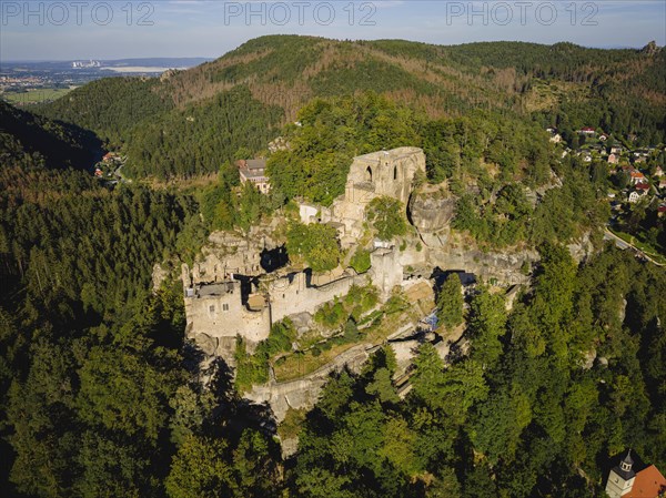 Oybin castle and monastery ruins in the Zittau Mountains, Oybin, Saxony, Germany, Europe