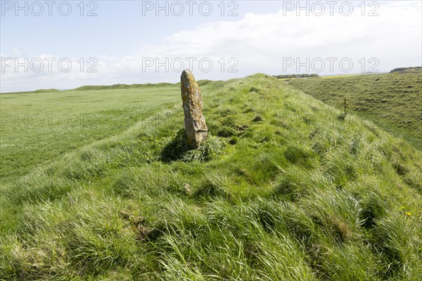 Defensive ramparts and ditch Yarnbury Castle, Iron Age hill fort, Wiltshire, England, UK