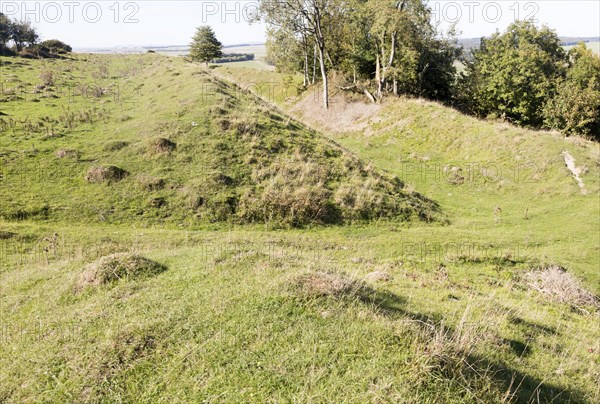 Sidbury Camp or Sidbury Hill Iron Age hill fort, Haxton Down, near Everleigh, Wiltshire, England, UK
