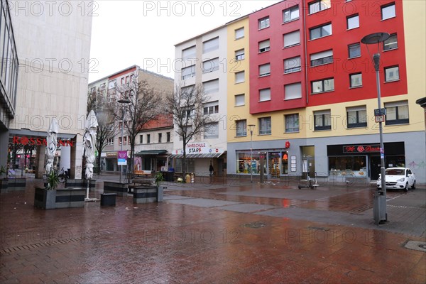 Symbolic of the coronavirus crisis in Germany: the deserted pedestrian zone in Ludwigshafen (Rhineland-Palatinate)