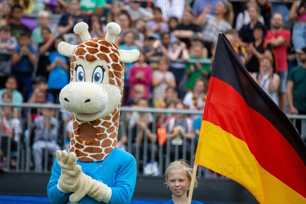 Fistball World Championship from 22 July to 29 July 2023 in Mannheim: Manni, a giraffe, is the official mascot of the event