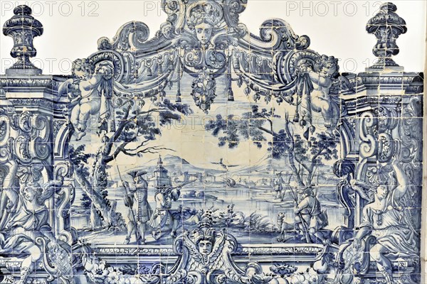 Azulejos, tile painting, Monastery of Sao Vicente de Fora, built until 1624, Old Town, Lisbon, Lisboa, Portugal, Europe