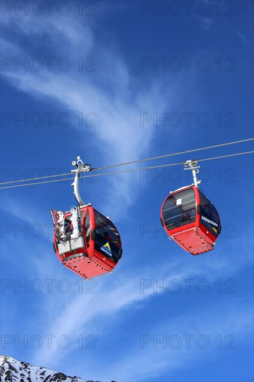 The Schoenjochbahn in the ski area of Serfaus, Fiss, Ladis (Tyrol)