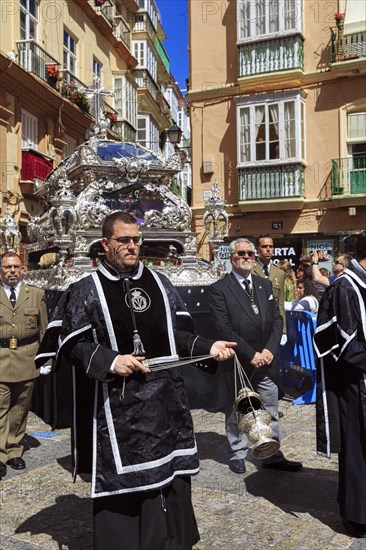 Semana Santa, procession, tourists, festivities in Cadiz, Spain, Europe