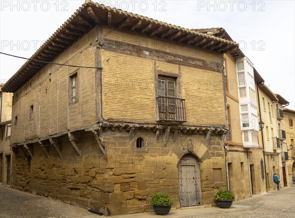 Historic buildings medieval architecture, Plaza Mayor, Briones, La Rioja Alta, Spain medieval architecture