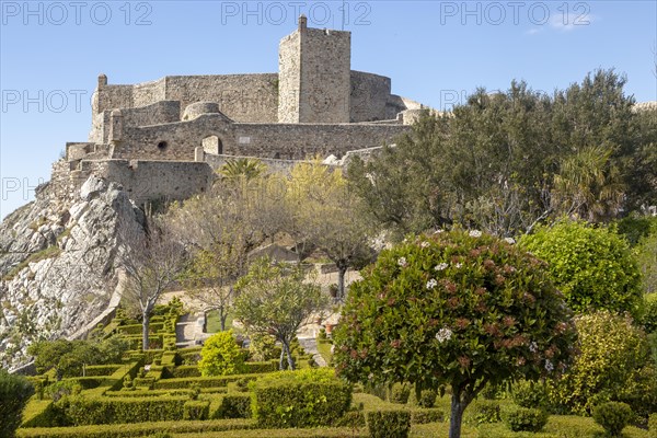 Garden of historic castle medieval village of Marvao, Portalegre district, Alto Alentejo, Portugal, Southern Europe, Europe