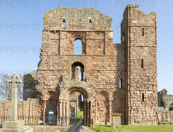 Ruins of Lindisfarne priory Holy Island, Northumberland, England, UK