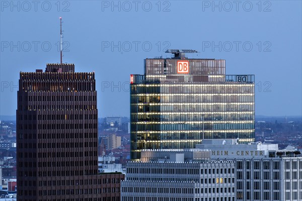 Deutsche Bahn Tower and Kollhoff Tower at Potsdamer Platz, Berlin, 21 April 2021