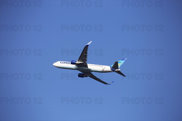 A Condor passenger aircraft takes off from Frankfurt Airport