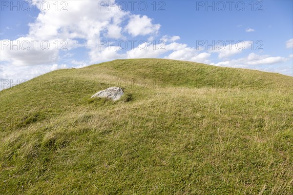 Adam's Grave prehistoric neolithic long barrow, Alton Barnes, Wiltshire, England, UK, horned shaped entrance with stone