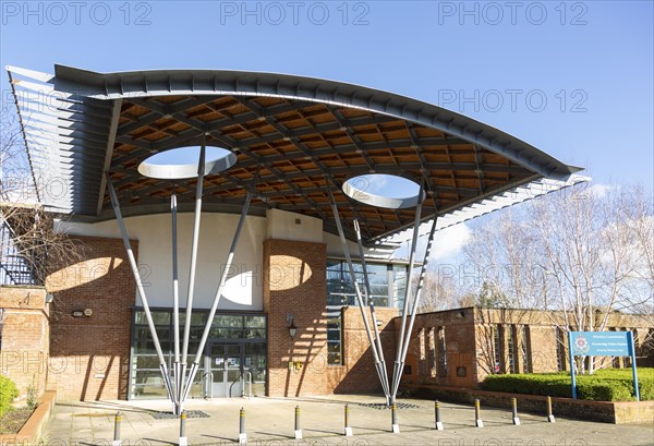 Modern police station building designed by Aaron Evans Architects, Trowbridge, Wiltshire, England, UK