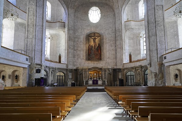 Interior view of St Trinitatis Cathedral, altar, nave, Dresden, Free State of Saxony, Germany, Europe