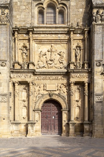 Carved stonework detail, church of Sacred Chapel of El Salvador, Sacra Capilla del Salvador, Ubeda, Spain, Europe