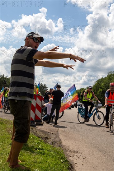 Ramstein 2021 peace camp bicycle demonstration: A bicycle demonstration took place on Saturday under the motto Stop Ramstein Air Base, organised as a rally from the starting points in Kaiserslautern, Kusel, Pirmasens and Homburg