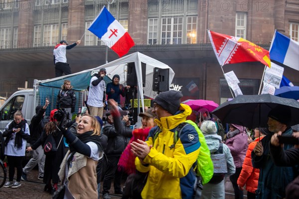 Strasbourg, France: Large demonstration for freedom against the corona measures and the vaccination pressure in France, Germany and other parts of Europe. The demonstration was organised by the peace initiative Europeansunited