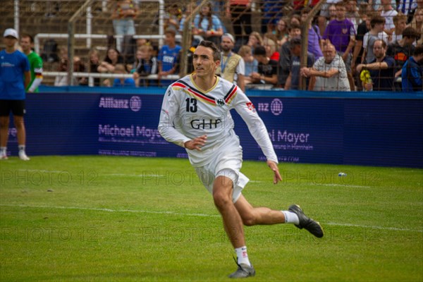 Fistball World Championship from 22 July to 29 July 2023 in Mannheim: At the end of the preliminary round, Germany won 3:0 sets against Italy and finished the preliminary round group A as the winner as expected. Here in the picture: Tim Albrecht from Ahlhorner SV