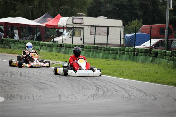 Kart driver on the Walldorf kart track, Baden-Wuerttemberg