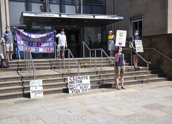 Extinction Rebellion climate change campaign silent protest, County Council HQ, Warwick, Warwickshire, England, UK, 30 May 2020