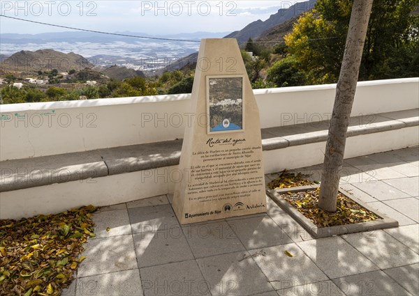 Ruta del Aqua walking route information panel, Huebro, Nijar, Almeria, Spain, Europe