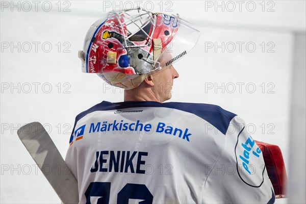 Goalkeeper Andreas Jenike (Iserlohn Roosters) during the away game at Adler Mannheim on match day 41 of the 2023/2024 DEL (German Ice Hockey League) season