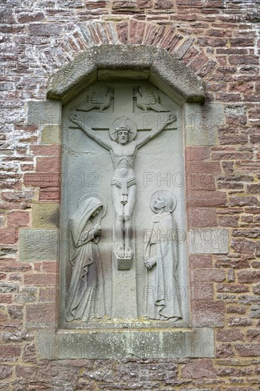Church of Saint Edward, Kempley, Gloucestershire, England, UK, architect Randall Wells built 1903-4 relief Crucifixion