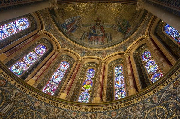 Ornate mosaic in church apse by Gertrude Martin 1881-1952, Wilton Italianate church, Wiltshire, England, UK