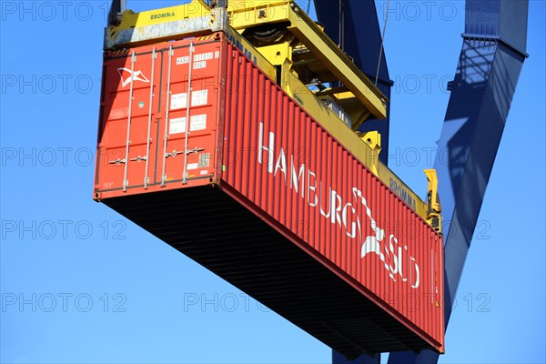 Close-up of a container being shipped (Mannheim, Baden-Wuerttemberg)