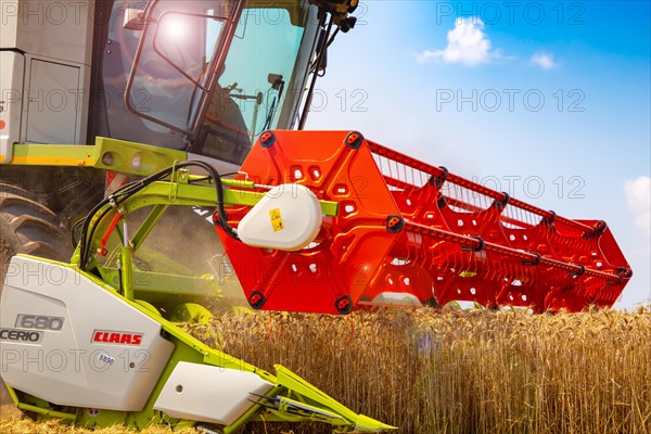 Grain harvest near Hockenheim, Baden-Wuerttemberg