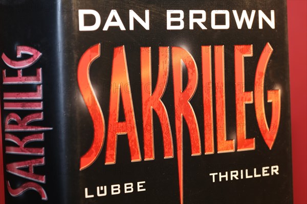 Close-up of the novel Sacrilege by Dan Brown