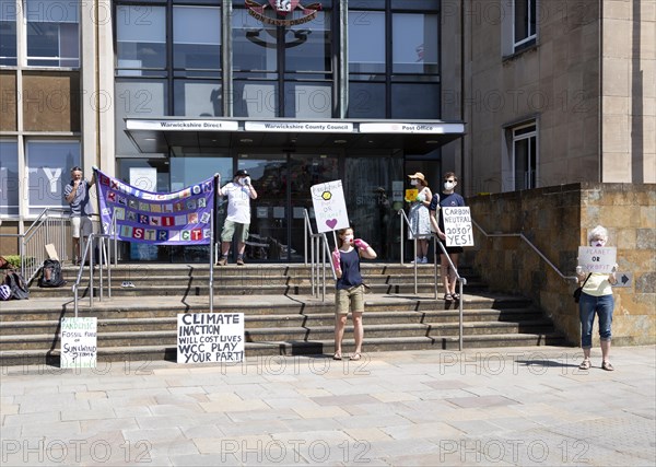 Extinction Rebellion climate change campaign silent protest, County Council HQ, Warwick, Warwickshire, England, UK, 30 May 2020