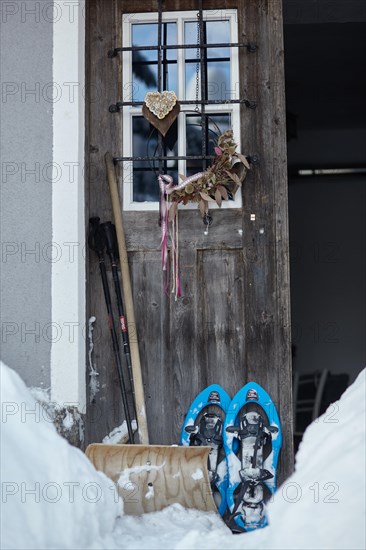 High winter at the Burgstall, entrance gate, Winklern, Moelltal, Carinthia, Austria, Europe