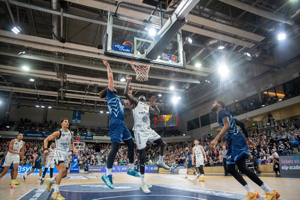 09.02.2024, easy Credit BBL, German Basketball League, Matchday 20) : Game scene MLP Academics Heidelberg against Basketball Lions Braunschweig (final score 76:94)