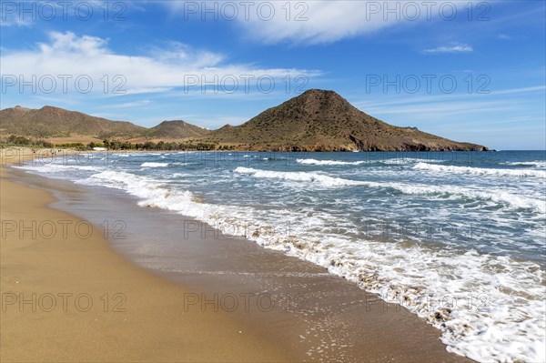 Playa de los Genoveses sandy beach, Cabo de Gata Natural Park, Nijar, Almeria, Spain, Europe