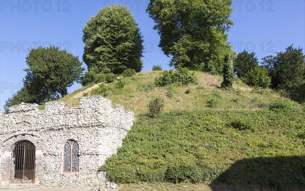 Prehistoric mound in the grounds of Marlborough College school, Marlborough, Wiltshire, England, UK