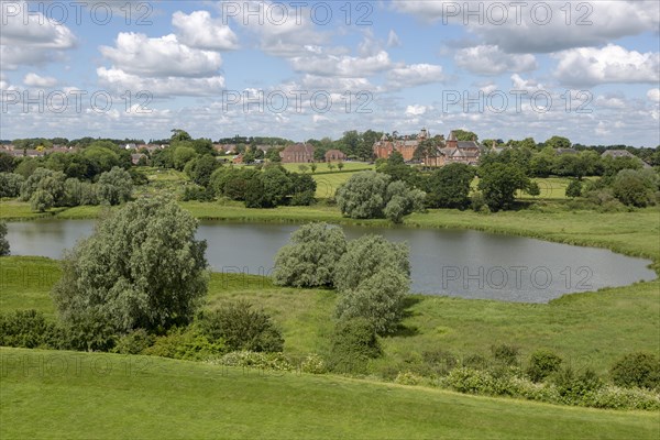 Framlingham College school and the mere lake, Framlingham, Suffolk, England, UK