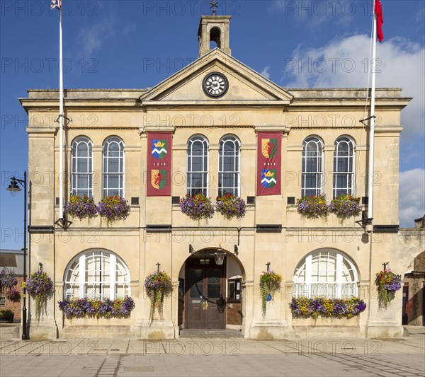 Historic town hall building, Melksham, Wiltshire, England, UK built 1847