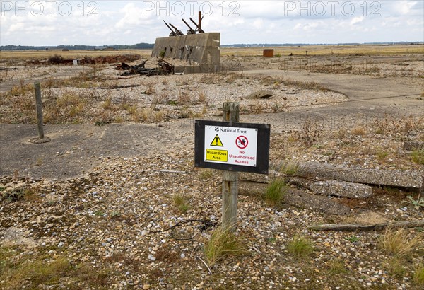 Abandoned military bomb testing site, former Atomic Weapons Research Establishment, Orford Ness, Suffolk, UK now a nature reserve
